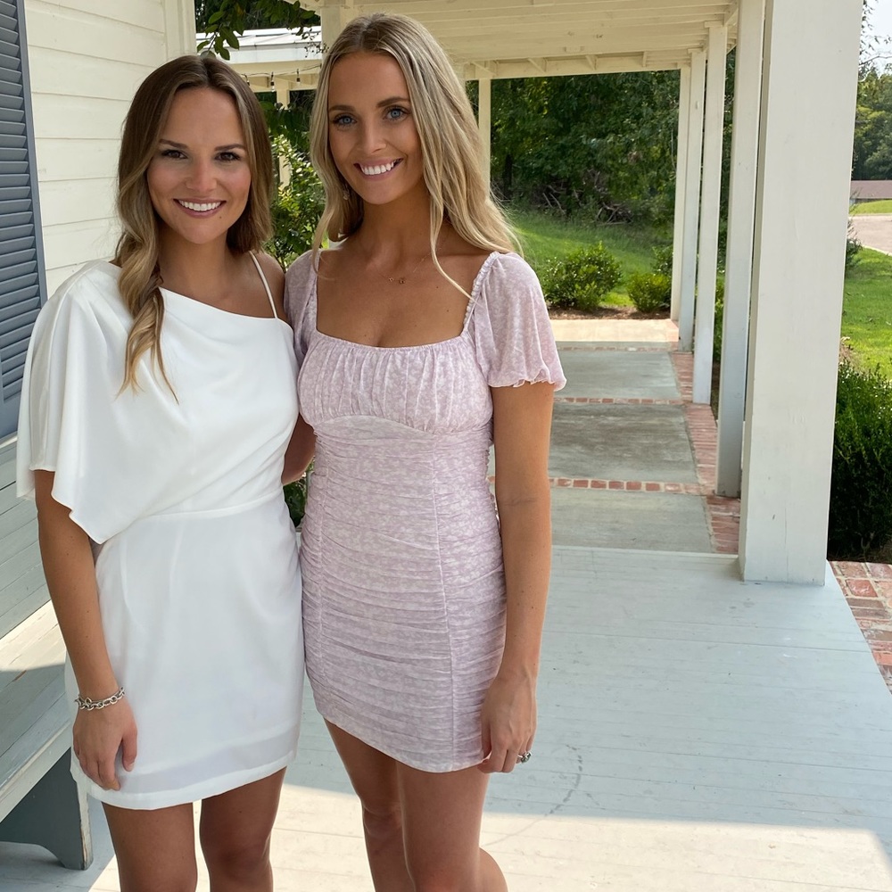 light pink and white mini dress